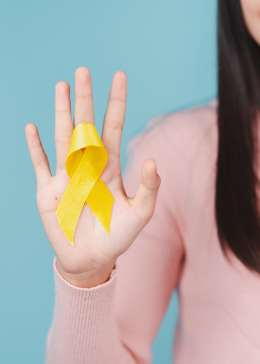 women hand with cancer sign